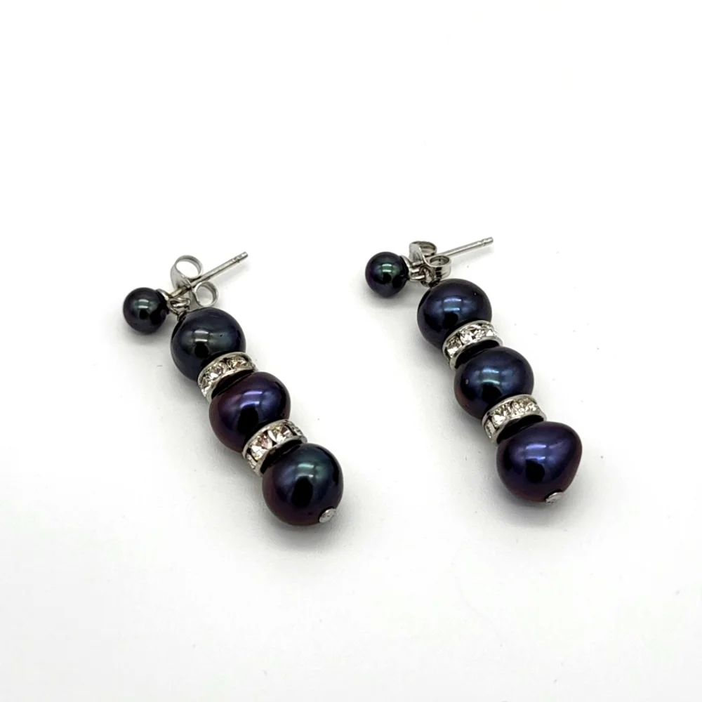 Vintage 925 silver pearl earrings - Picture 1 of 5